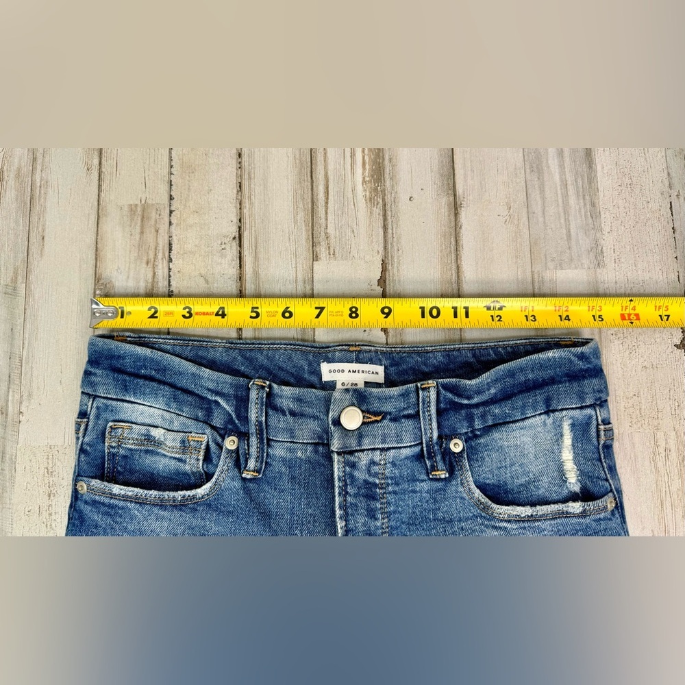 Good American Jeans Good Leg Dark Wash Blue Stretch Skinny Womens Size 6/28 - Picture 6 of 12